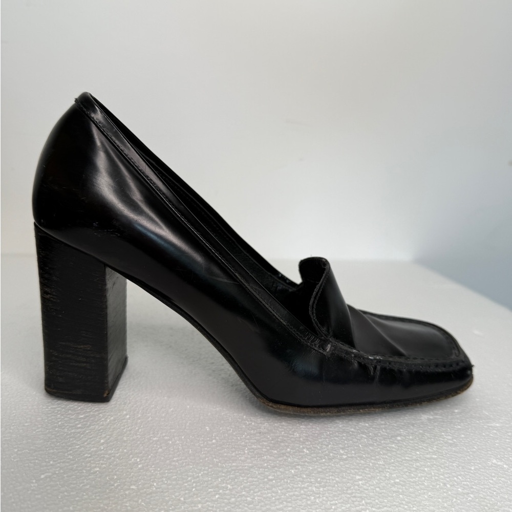 Prada Vintage, Late 1990, Glossy Black Leather block heels pumps , Sz 8.5 - Picture 8 of 13